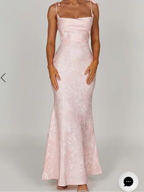 Romantic Blush Pink Lace-Up Back Maxi Dress. Only worn once for a wedding!